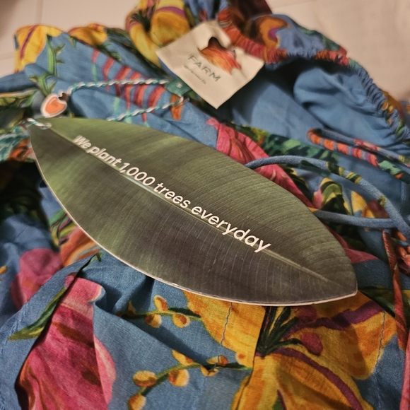 FARM RIO TOUCANS GARDEN MIDI DRESS IN BLUE Womens Small - Picture 8 of 9